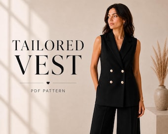 Tailored Vest Sewing Pattern PDF | Double Breasted Waistcoat XS-3XL | A4 A0 US Letter