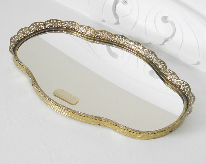 Large Vintage Mirror Vanity Tray Etsy