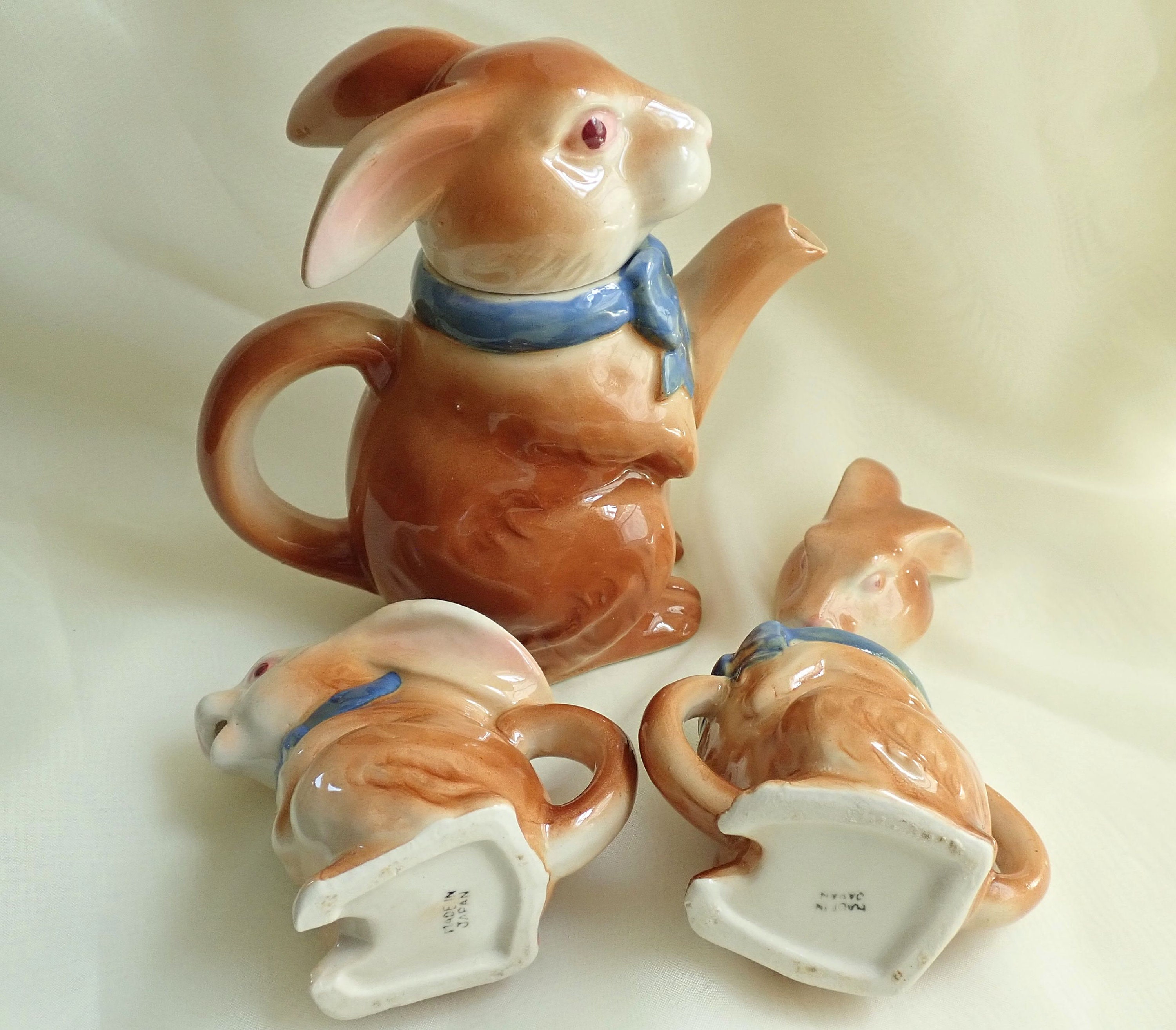Vintage Bunny Rabbit Teapot Cream Lidded Sugar Set Japan Etsy UK