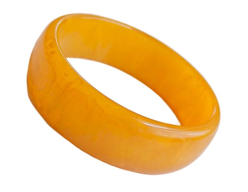 Vintage Wide Butterscotch Marbleized Bakelite Bangle Bracelet Art Deco image 1