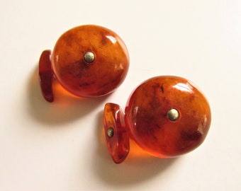 Vintage Baltic Amber Art Deco Large Cuff Links Russian
