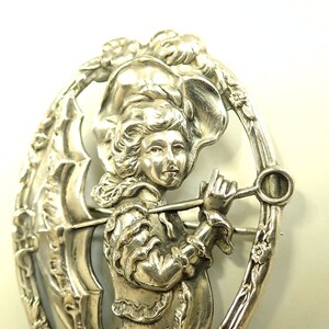 Large Victorian Lady Parasol Silver Brooch Gibson Girl 1800s image 4