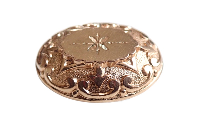 Antique Edwardian Gold Filled Oval Brooch Antique image 3