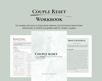 The Couple Reset Workbook | Guided Relationship Journal for couples | English and German Version included