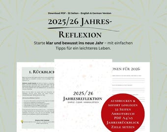 Jahresrückblick & Neustart 2026 | Workbook für achtsame Planung (Digitaler Download)