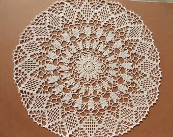 Ecru lace doily, ecru crochet doily, large doilies, 21" doily,