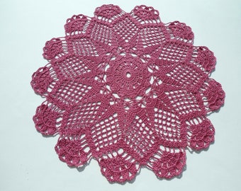 Crochet doily, Lavander doily, Crochet centerpiece, Round doily, 13 inches