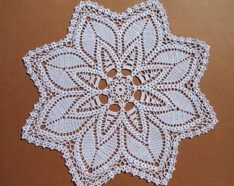 Crochet doily, Crochet star doily, White doily, Christmas doilies, lace tablecloth, crochet centerpiece, Table decor, coton doily , 19"