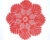 Red crochet doily, crochet centerpiece, pound lace doily, 13 quot