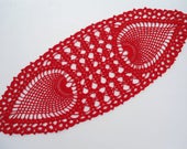 Oval crochet doily, red crochet doilies, pineapple crochet doily, crochet table runner, 23 quot x 9 quot