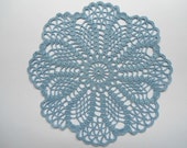 Round crochet doily blue
