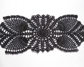 Oval crochet doily, new hand crocheted doilies, black doily, black lace doily, 15 " X 6 "