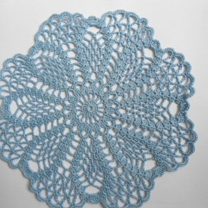 Round crochet doily blue image 3