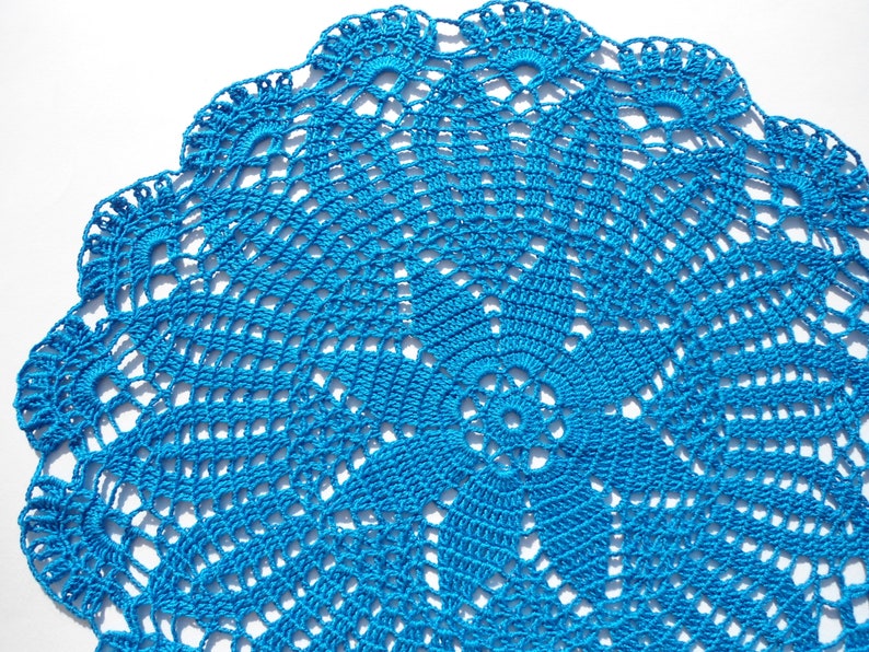 Turquoise Crochet Doily Lace Doily Round Doily 14 Inches Etsy