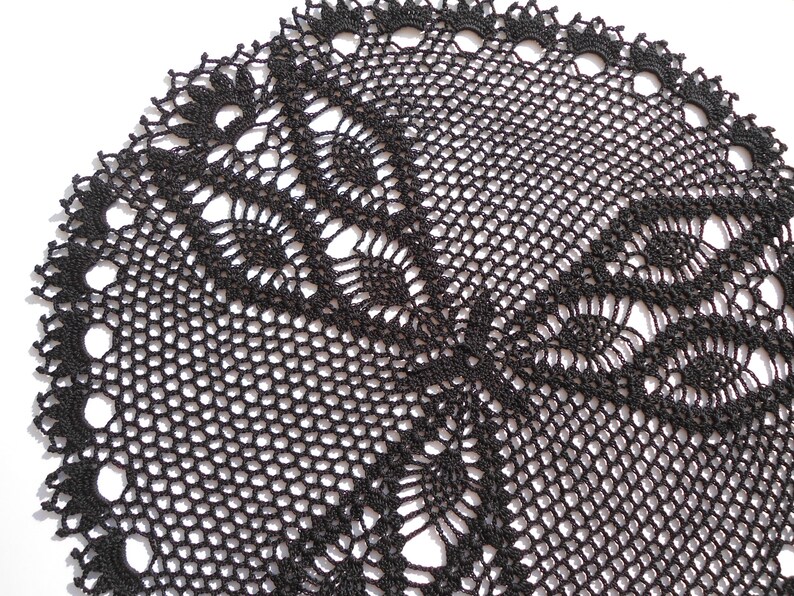 Black Crochet Doily Black Lace Doily 17 Large Black Etsy