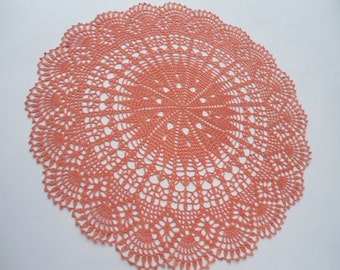 round crochet doily , lace , tablecloth , rose ash , 20 "