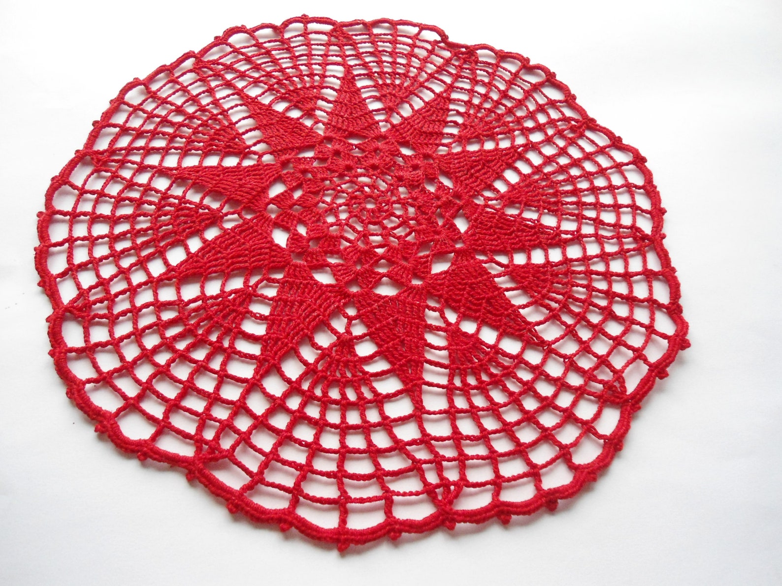Red Crochet Doily Red Lace Doilies Christmas Doily 12 Etsy