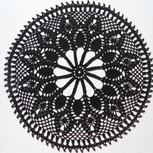 Black crochet doily,  lace doilies, 14"