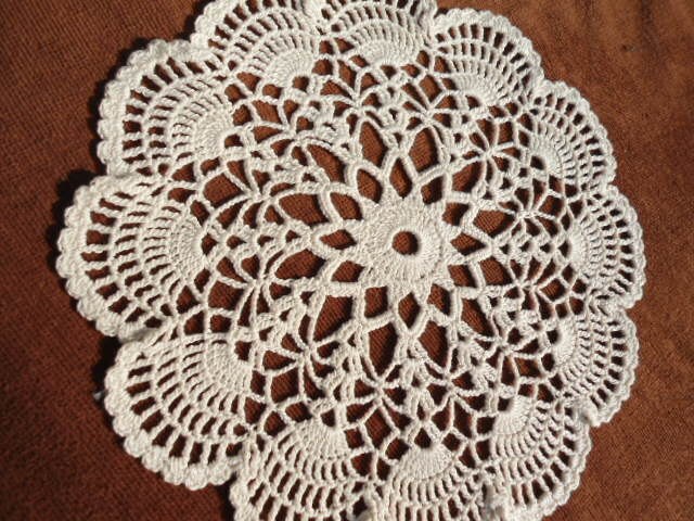 Quasimoon 7 inch Bloom Shaped Handmade Cotton Crochet Doilies - Beige (2 Pack) by PaperLanternStore