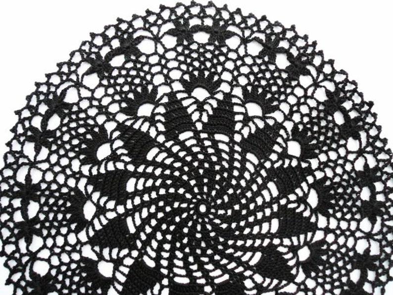 Black Crochet Doily Black Lace Doily Round Doilies Etsy