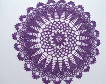 Purple crochet doily, violet crochet doily, crochet centerpiece, lace doilies, 12"