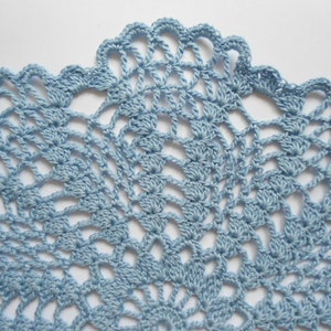 Round crochet doily blue image 2