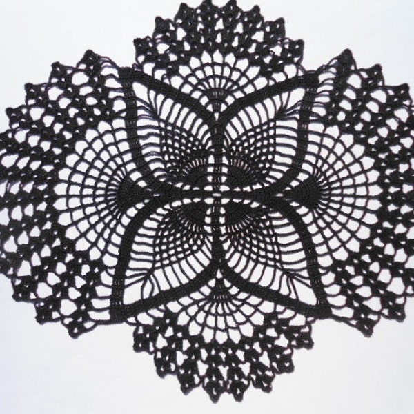 Black crochet doily , black doily , oval doilies , lace , home decor