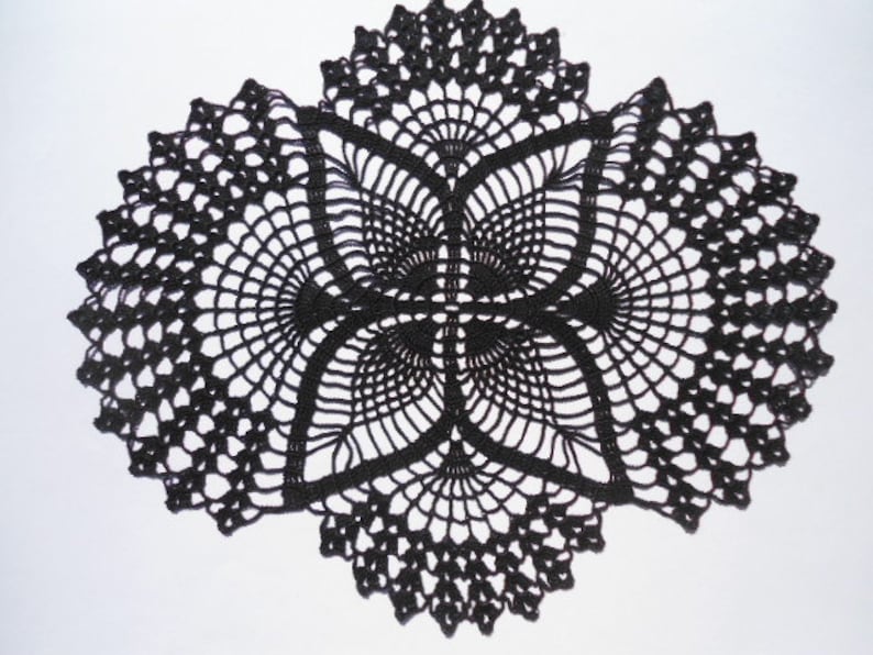 Black Crochet Doily Black Doily Oval Doilies Lace Home Etsy