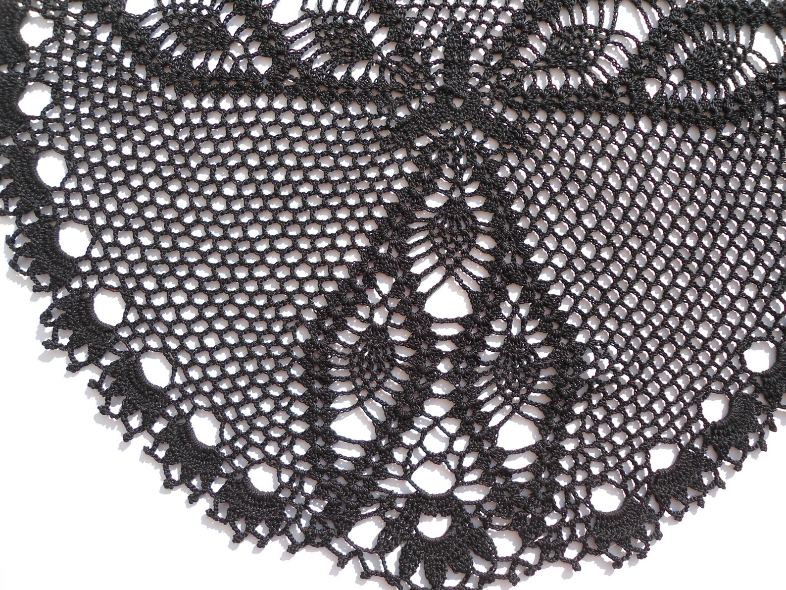 Black Crochet Doily Black Lace Doily 17 Large Black Etsy