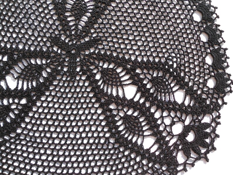Black Crochet Doily Black Lace Doily 17 Large Black Etsy