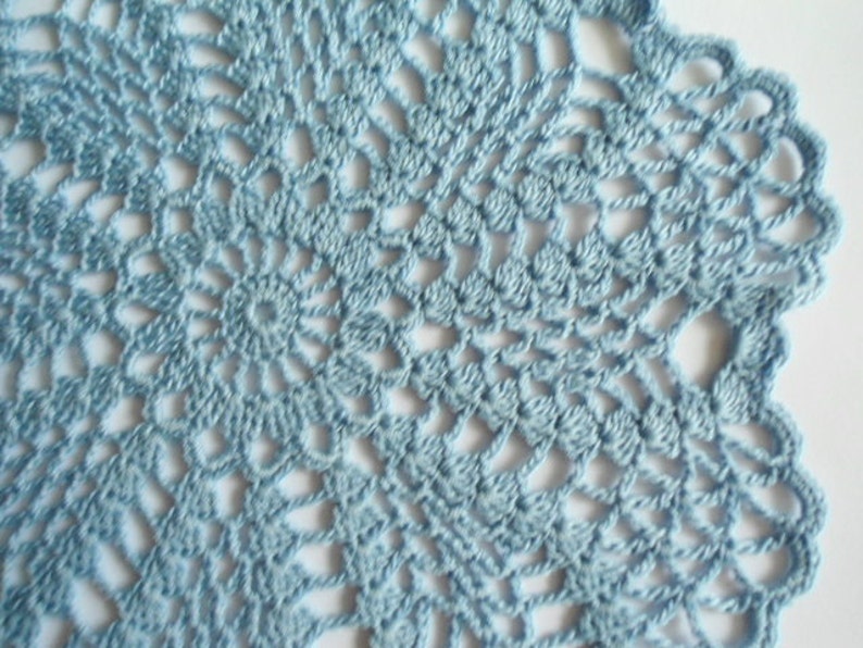 Round crochet doily blue image 5