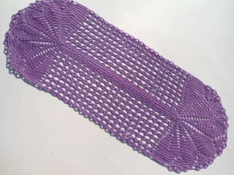 purple doily Oval crochet doily lace tatlecloth 21 x 8