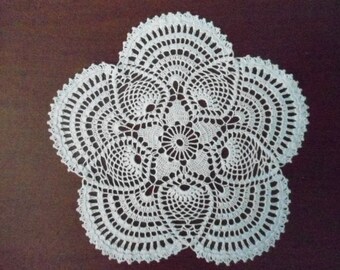 Beautiful handmade crocheted doily pineapple white