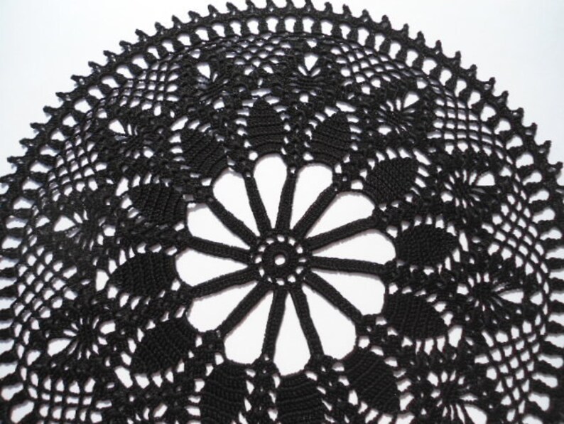 Black Crochet Doily Lace Doilies 14 Etsy