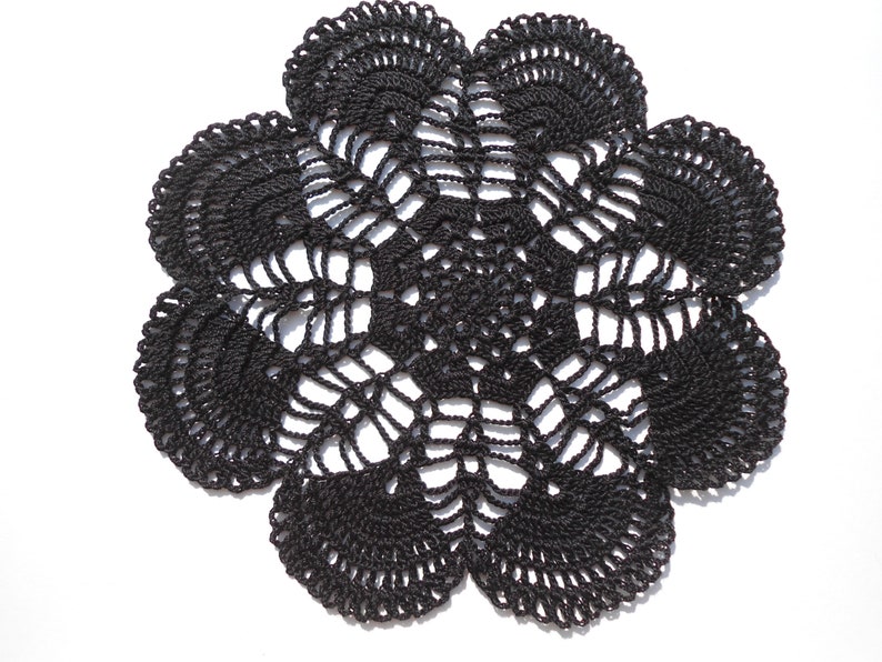 Black Crochet Doily Lace Doily Round Doilies 10inches Etsy