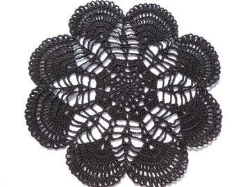 Black crochet doily , lace doily , round doilies , 10inches