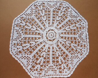 White crochet doily, 15 "