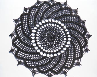 Black Crochet Doily, Halloween  Doilies, Black Lace Doily, Crochet Centerpiece, Black Lace, Table Decoration, Table Top, Home Decor,  14 "