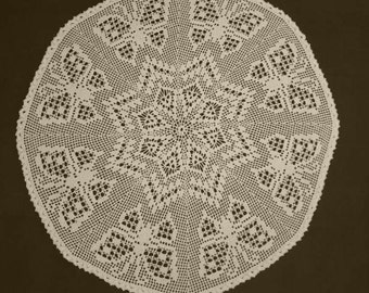 Ecru Crochet doily / Large crochet doily /  Butterflies doily / crochet centrpiece/ lace tablecloth / 30"