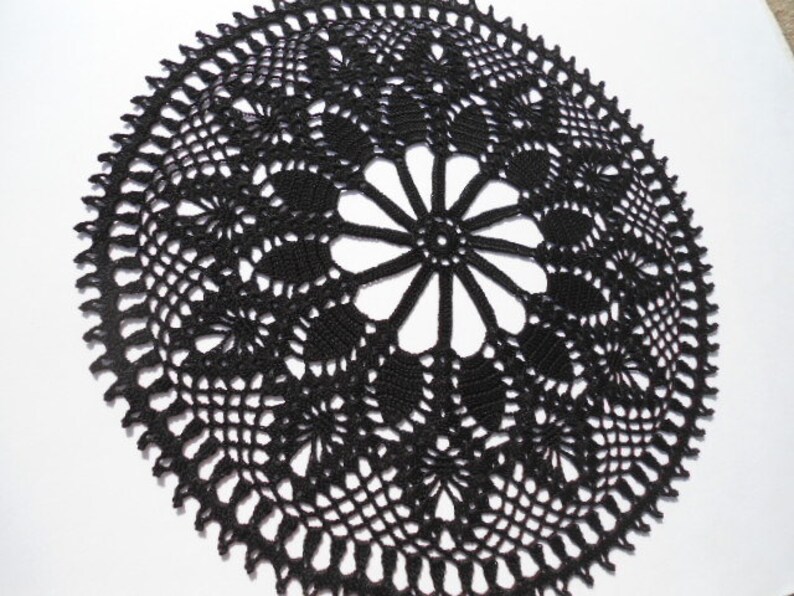 Black Crochet Doily Lace Doilies 14 Etsy
