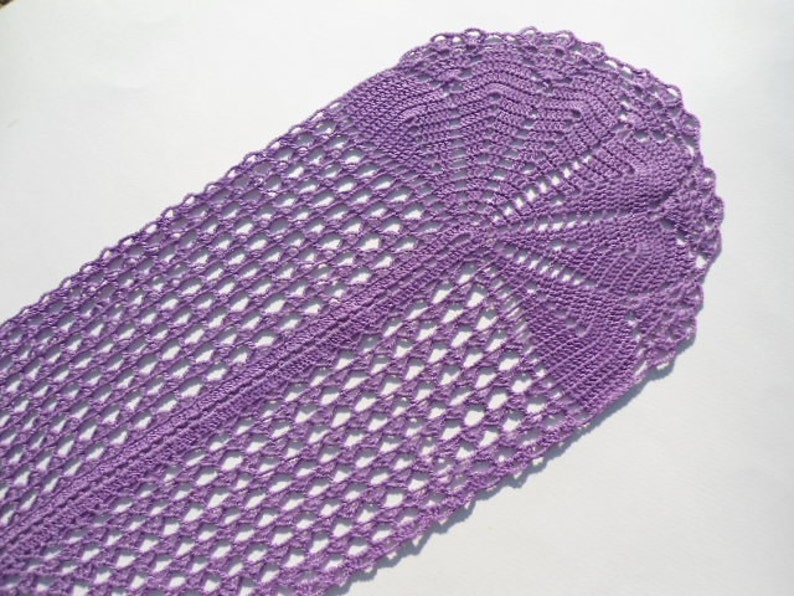 purple doily Oval crochet doily lace tatlecloth 21 x 8