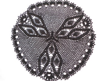 Black Crochet Doily, Black Lace Doily, 17 ", Large Black Doily , Pineapple Doily