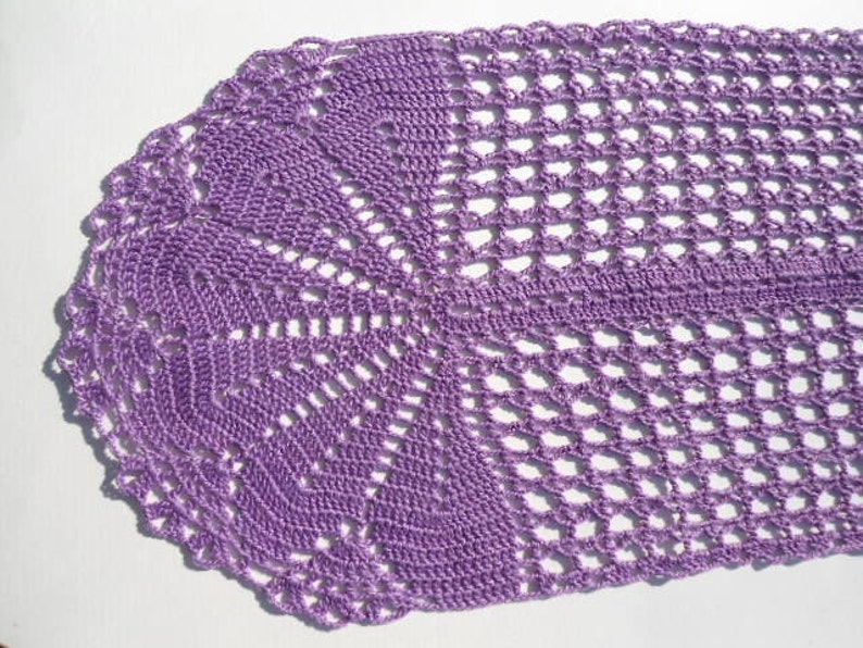 purple doily Oval crochet doily lace tatlecloth 21 x 8