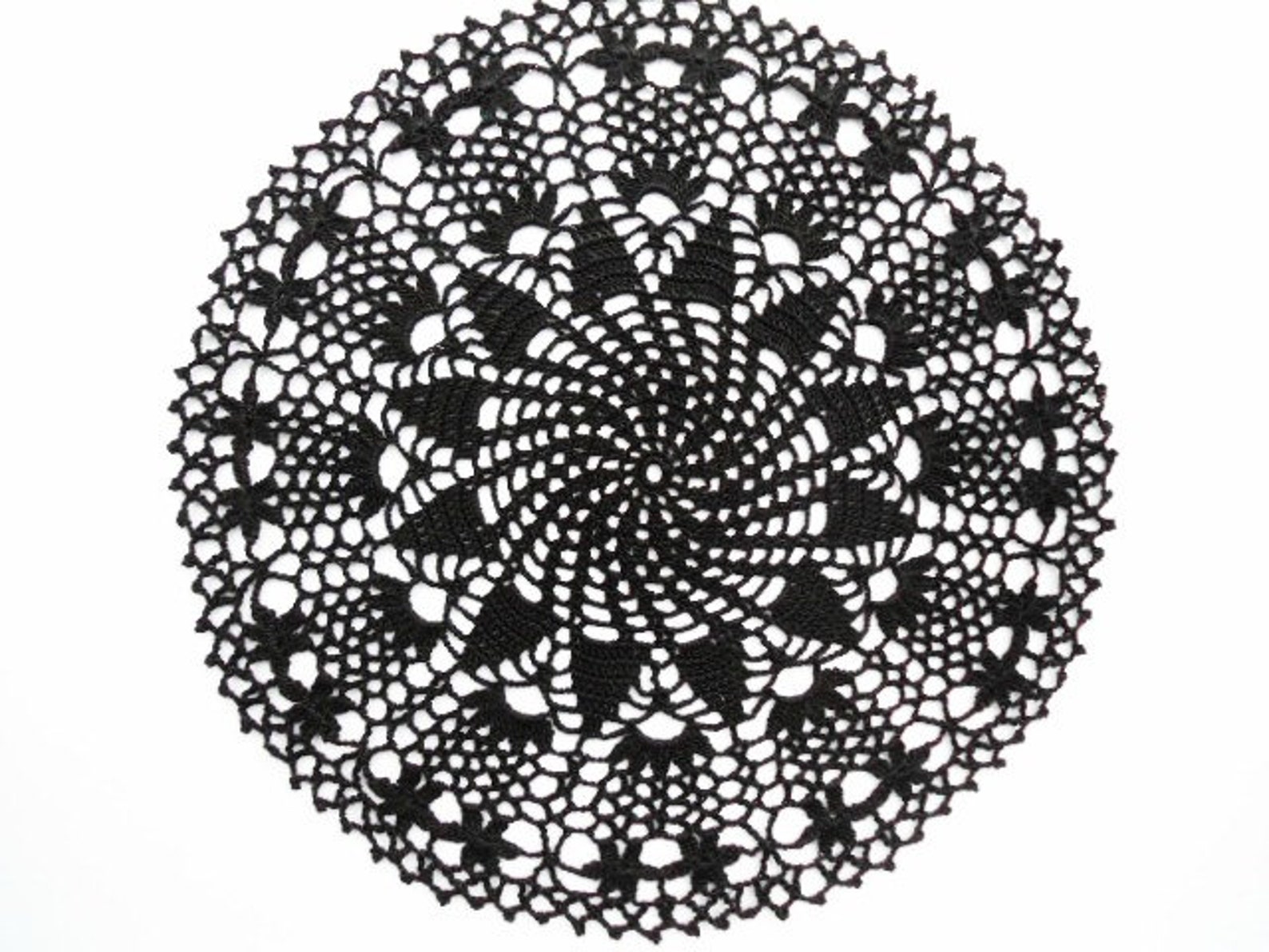 Black Crochet Doily Black Lace Doily Round Doilies Etsy