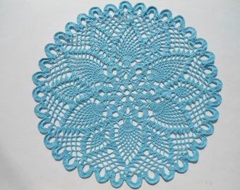 Blue crochet doily, Pineaplle doily, Large doily, 40 inches