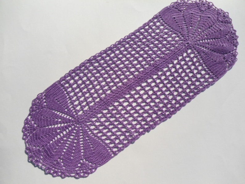 purple doily Oval crochet doily lace tatlecloth 21 x 8