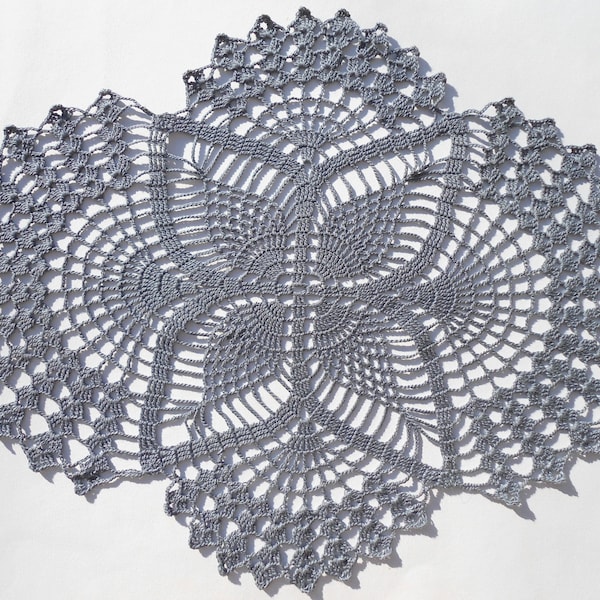 Gray crochet doily , gray doily , crochet centerpiece,  oval doilies , lace , home decor