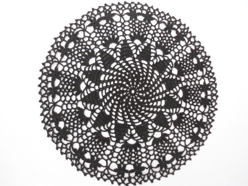 Black Crochet Doily Black Lace Doily Round Doilies Etsy