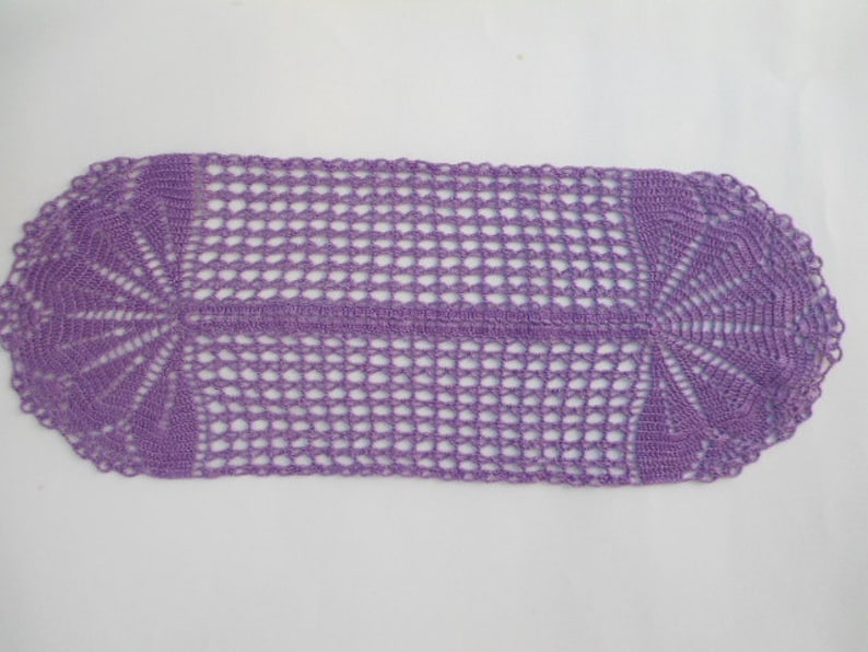 purple doily Oval crochet doily lace tatlecloth 21 x 8