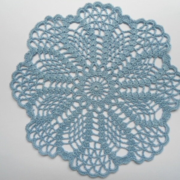 Round crochet doily blue